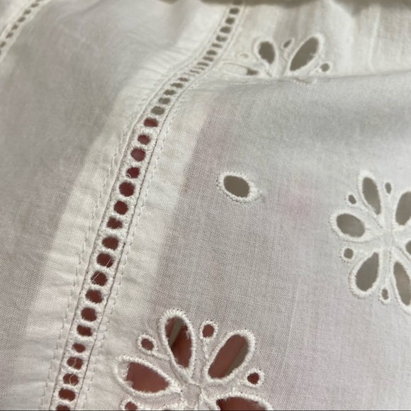 J.Crew Ruffle Neck Long Sleeve Eyelet Top Small - Picture 10 of 14